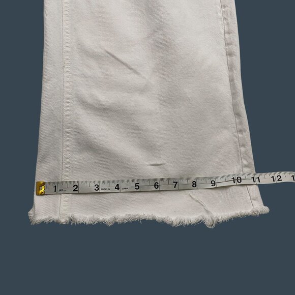 Gap Denim High Rise Wide-Leg Jeans 4/27R White 100% Cotton frayed hem neutral tr - Picture 9 of 10